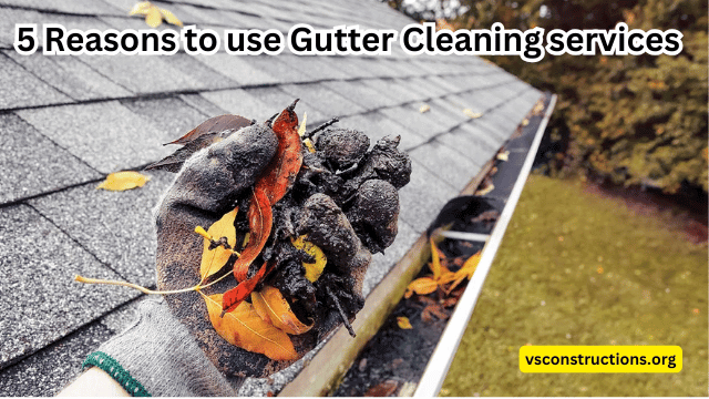 Professional cleaner removing debris from a house gutter using safety equipment.