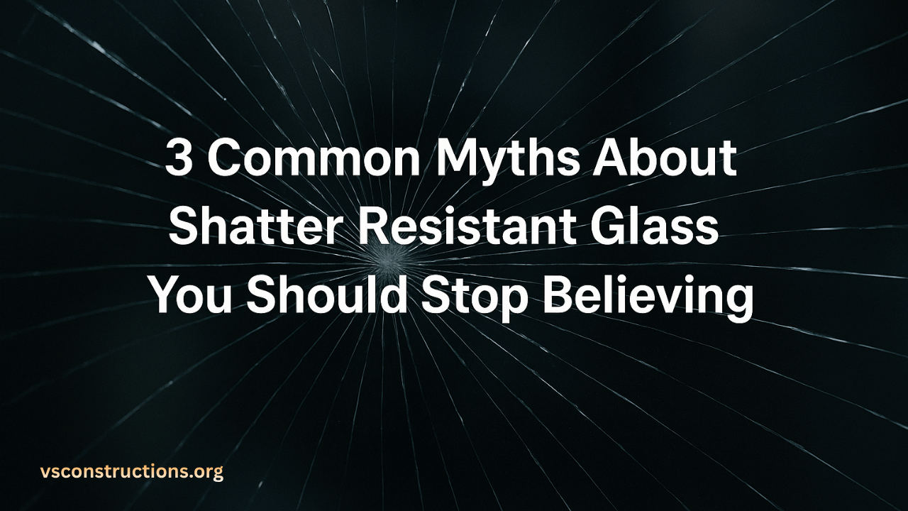 Broken safety glass with light reflections, symbolizing myths and facts about shatter resistant glass durability and strength.